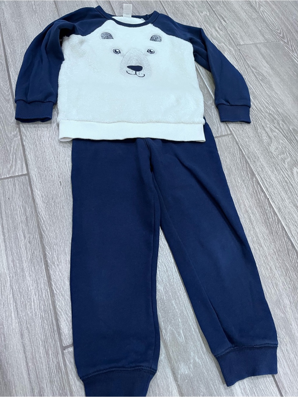 Carter's Navy Blue Fleece-Lined Jogger Pants and Polar BearSweatshirt